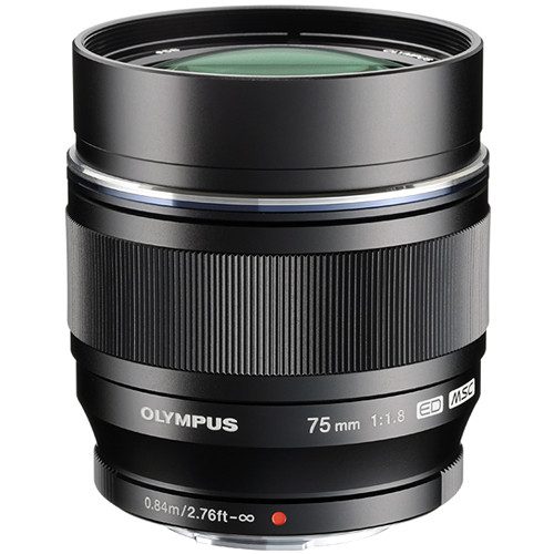 Olympus M.Zuiko Digital ED 75mm f/1.8 Lens (Black & Silver)
