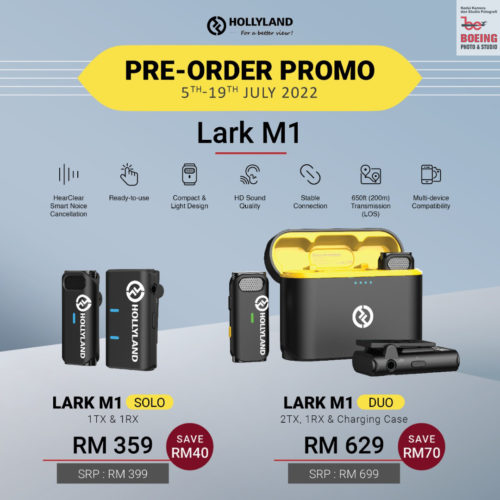 Hollyland Lark M1 Solo Kit (1TX + 1RX) 200m Wireless Microphone Kit